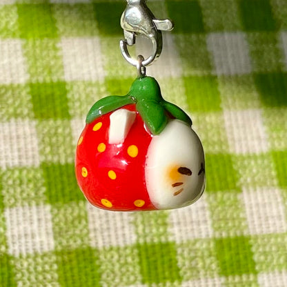 Strawberry Cat Head Charm