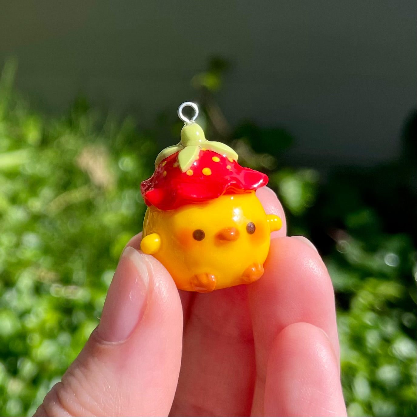 Strawberry Hat Duck Charm