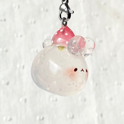 Clear Strawberry Bunny Charm