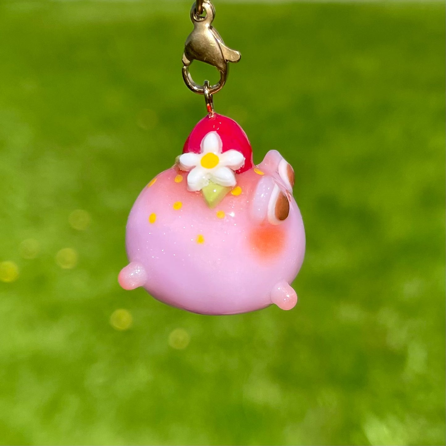 Chubby Pink Strawberry Frog Charm