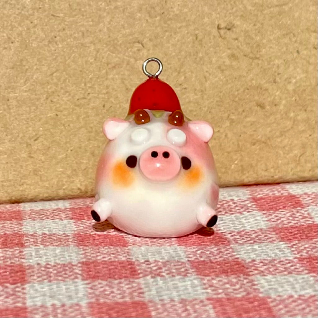 Pink Strawberry Cow Charm