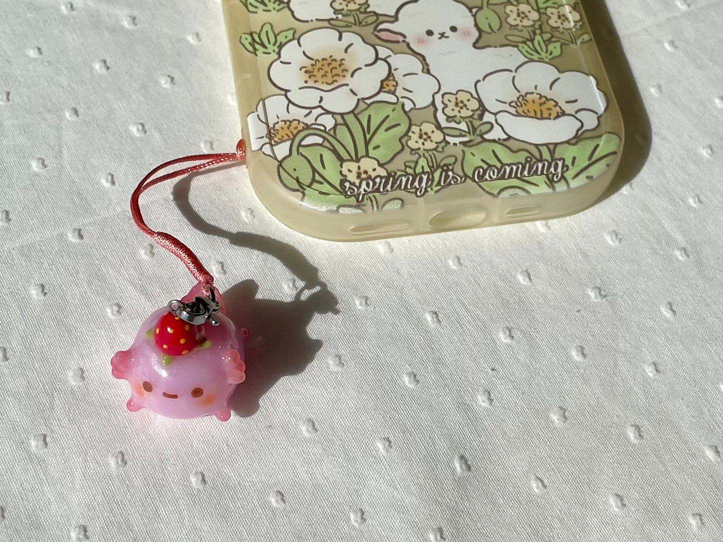 Chunky Strawberry Axolotl Charm