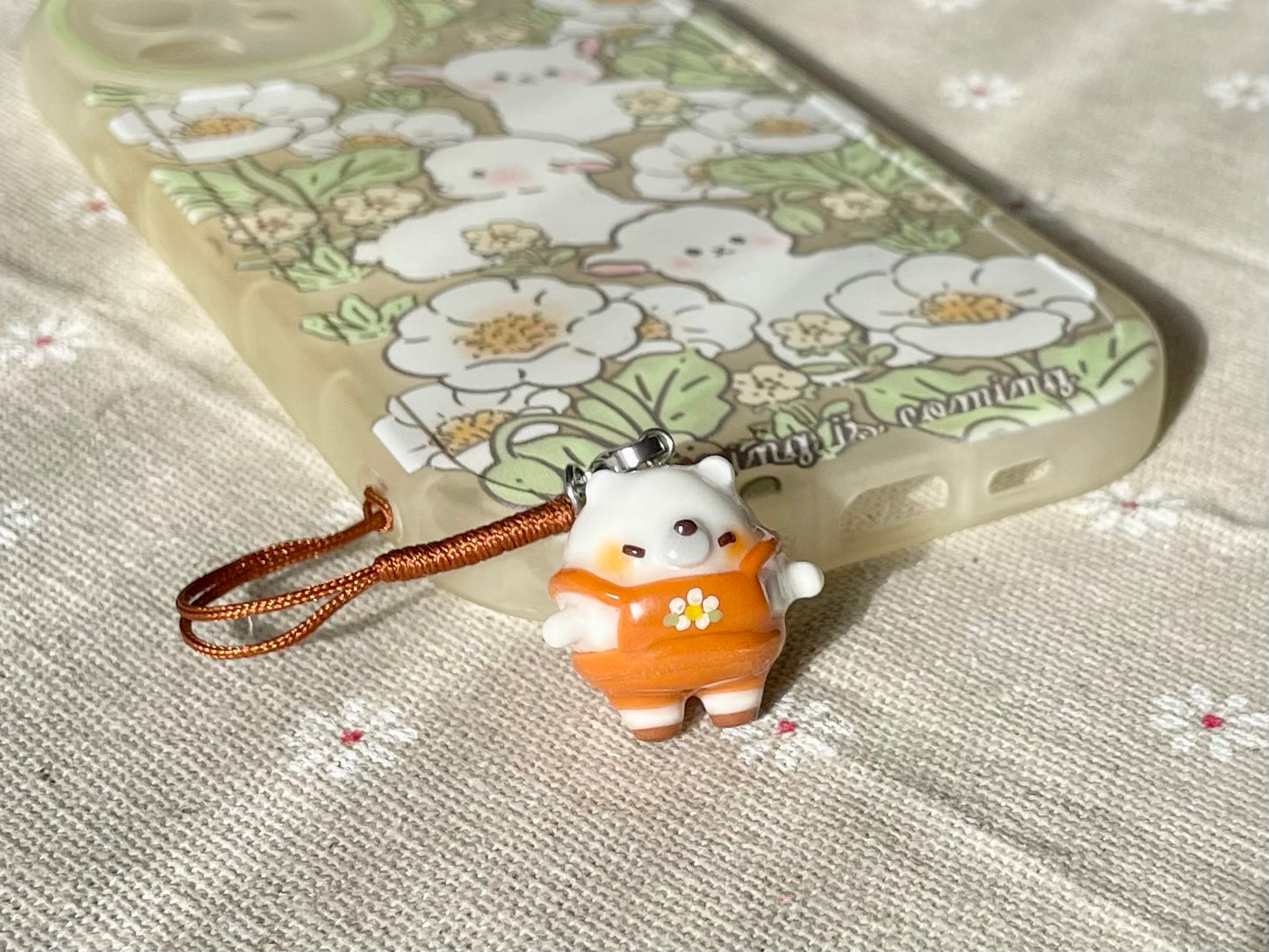 Chubby Ice Bear Orange Overall Charm