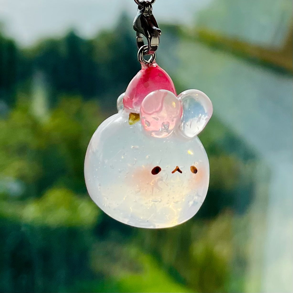 Clear Strawberry Bunny Charm