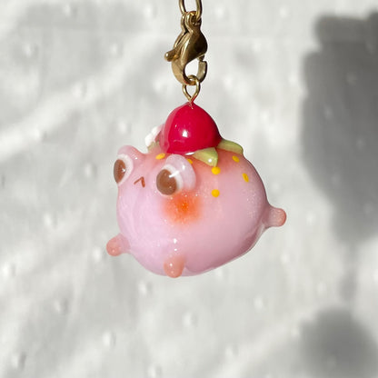 Chubby Pink Strawberry Frog Charm