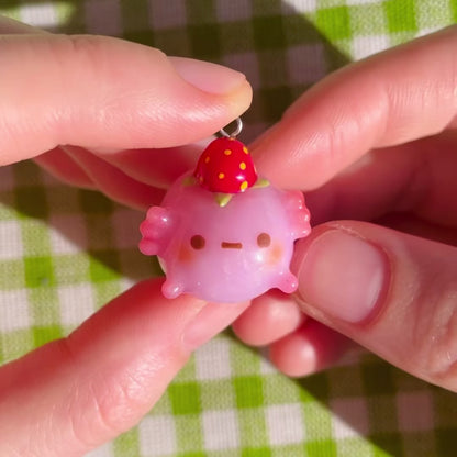 Chunky Strawberry Axolotl Charm