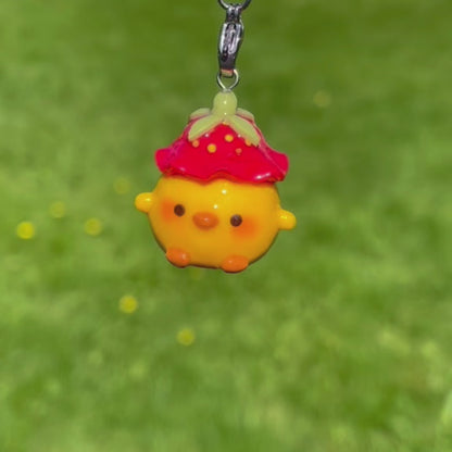 Strawberry Hat Duck Charm