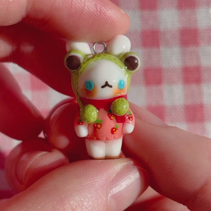 Winter Strawberry Frog Bunny Charm