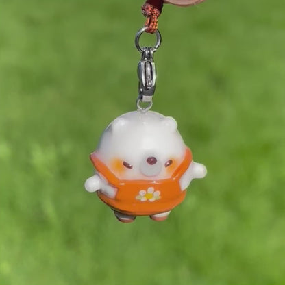 Chubby Ice Bear Orange Overall Charm