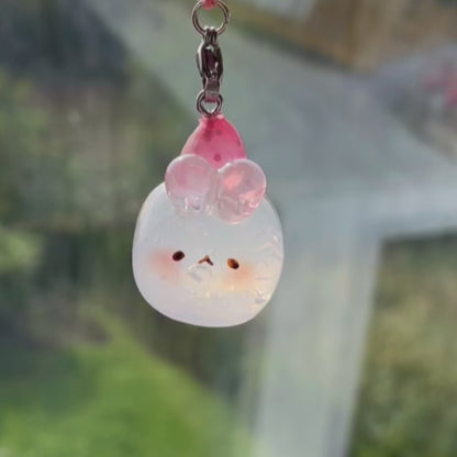 Clear Strawberry Bunny Charm